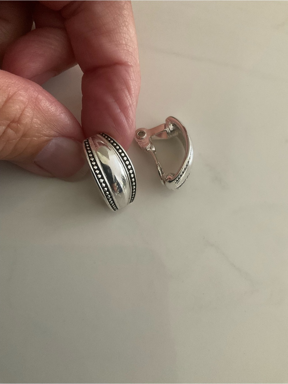 Napier Silver-Tone Dome Clip-On Earrings with Beaded Edge